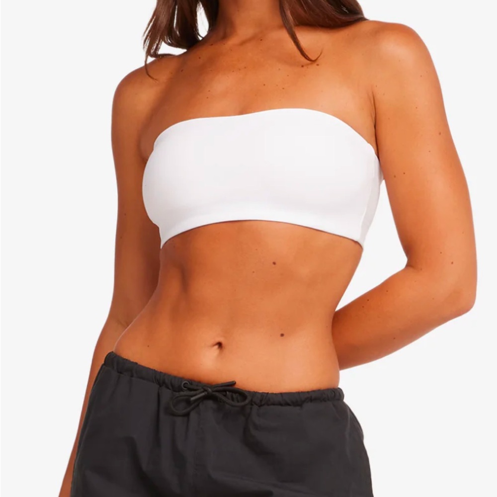 White Strapless Bandeau Sports Bra, CSB